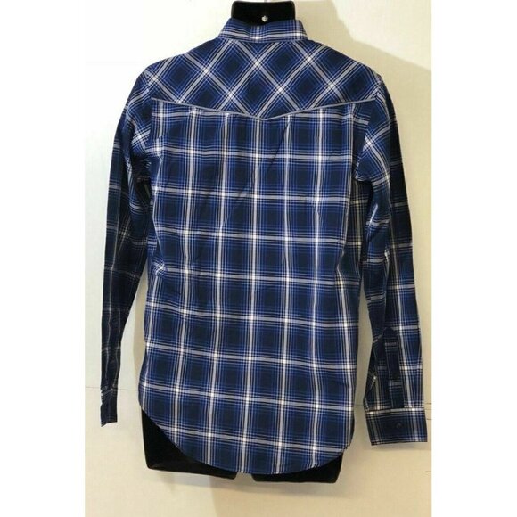 ZARA Man Denim Collection Blue Slim Plaid Shirt M - Picture 6 of 6